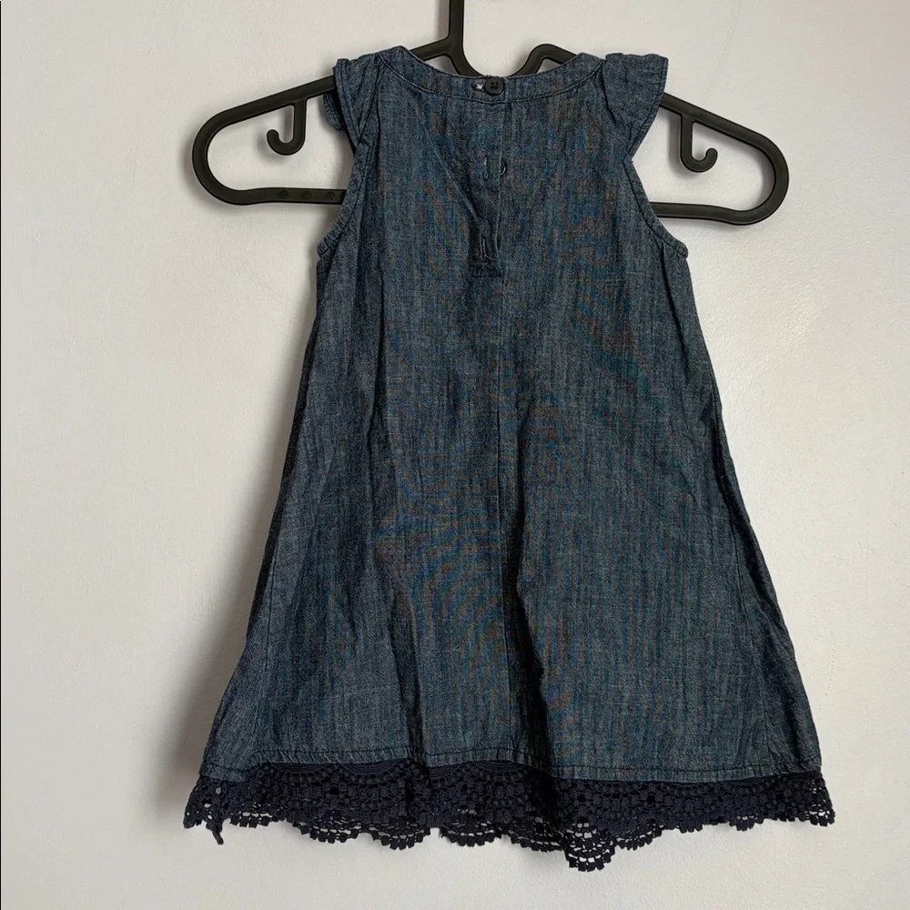 Koala Kids Chambray Denim Southwest Embroidered Dress size 2T Crochet Trim